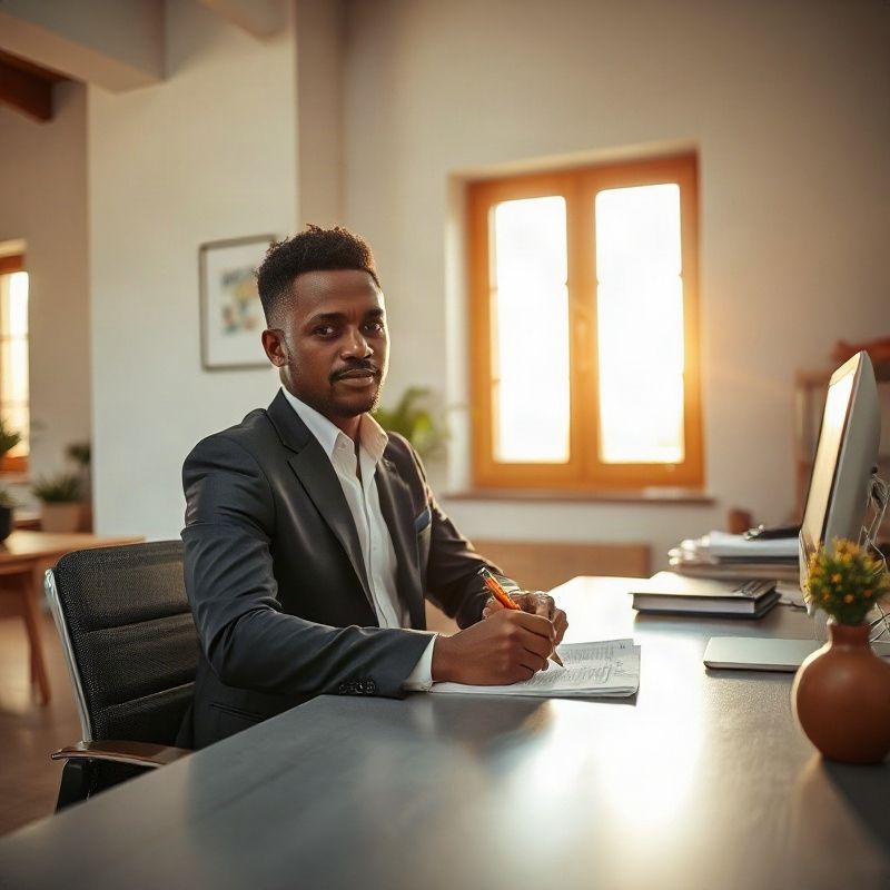 Advisor at a desk in the Museumcompassk Garissa office